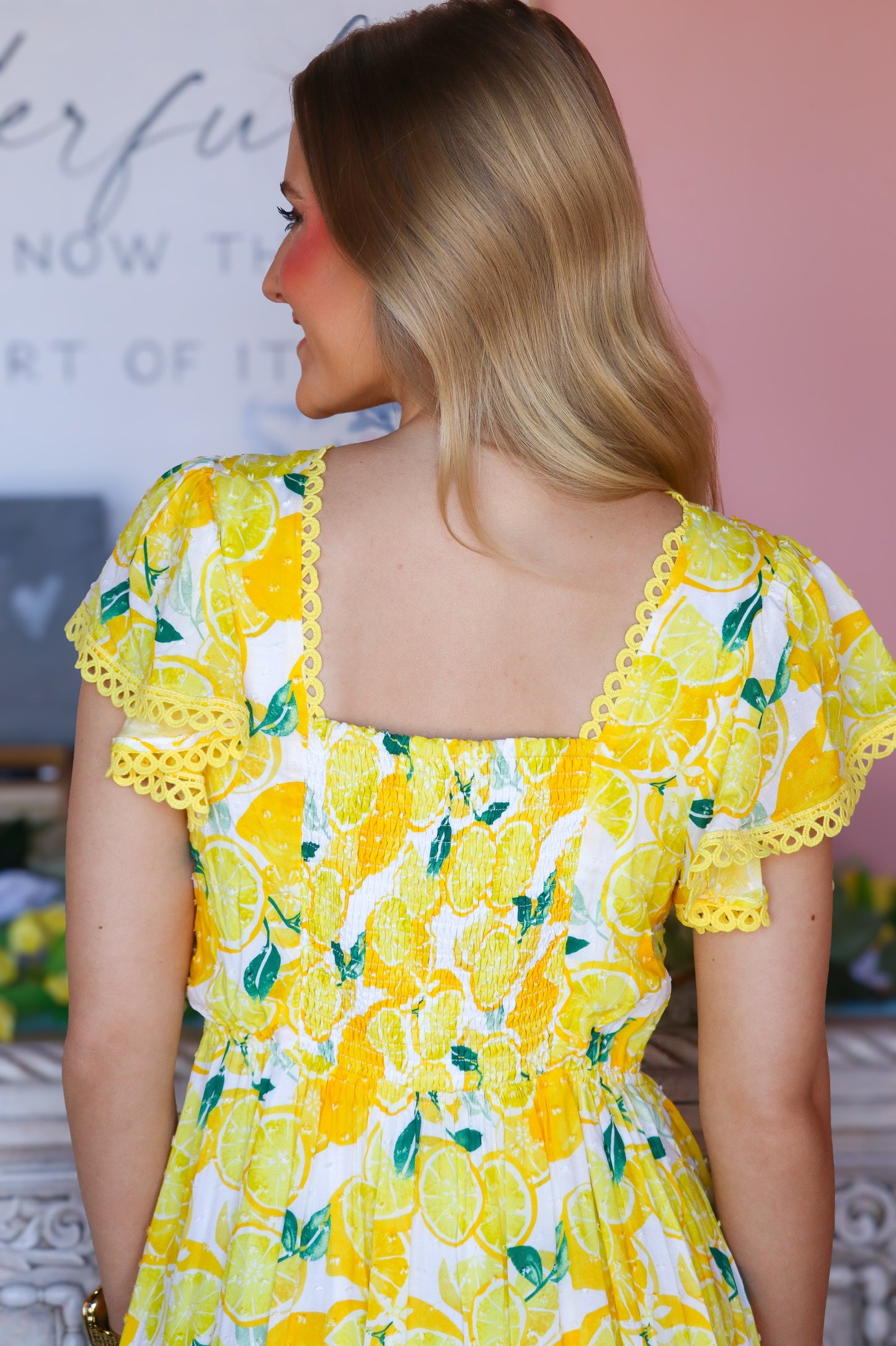 Lemon Print Maxi Dress