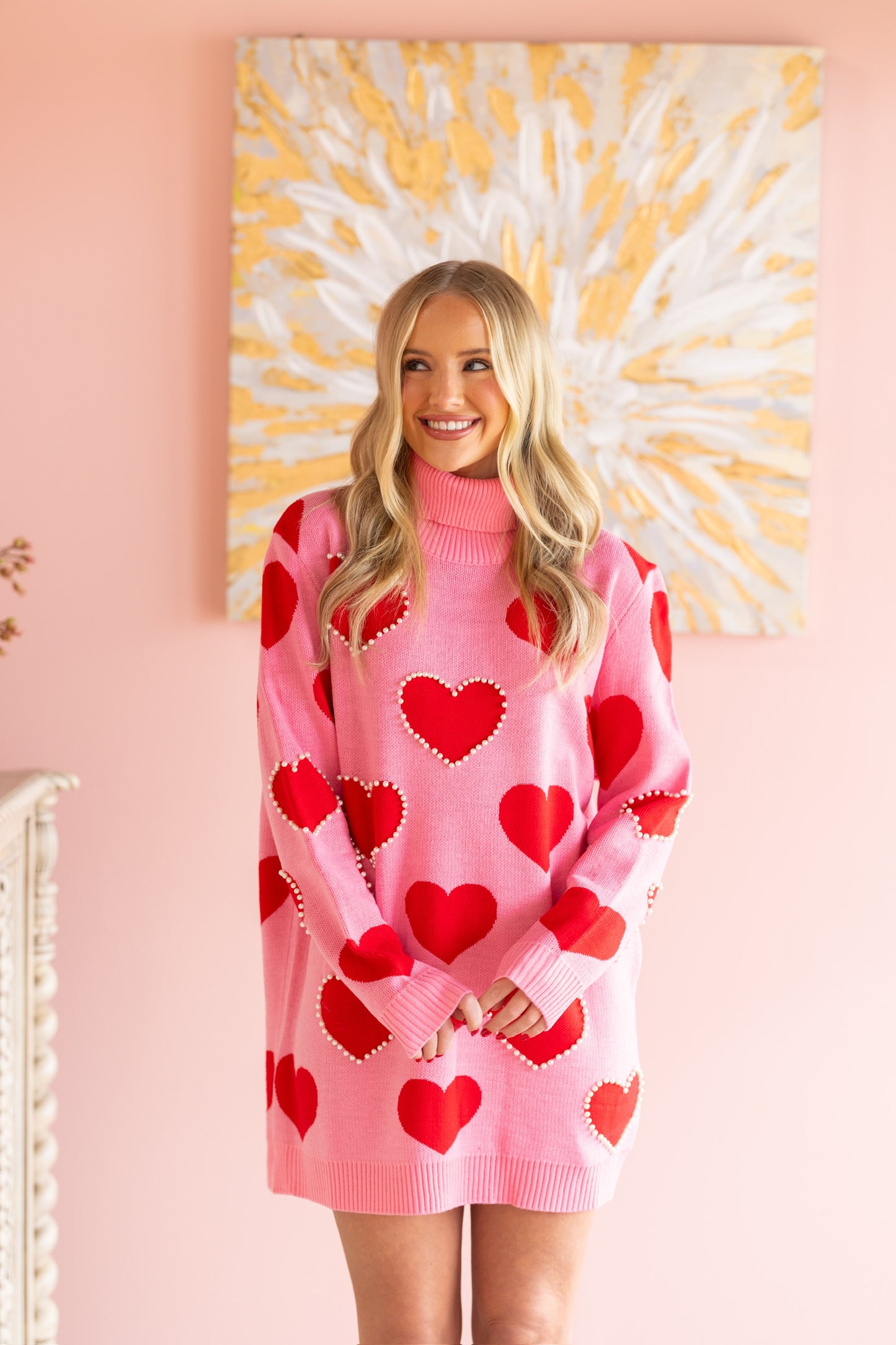 Pink and Red Hearts Sweater Tunic