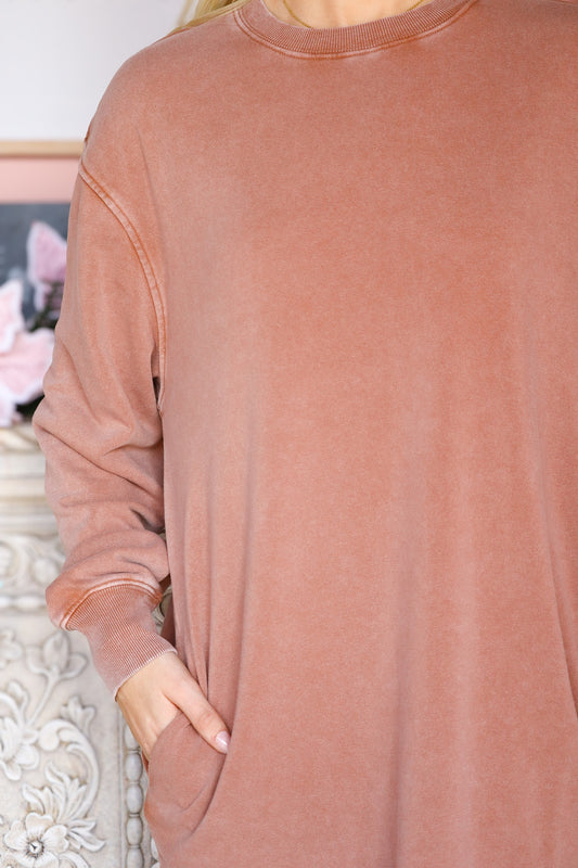 Light Mocha Long Sleeve Casual Dress
