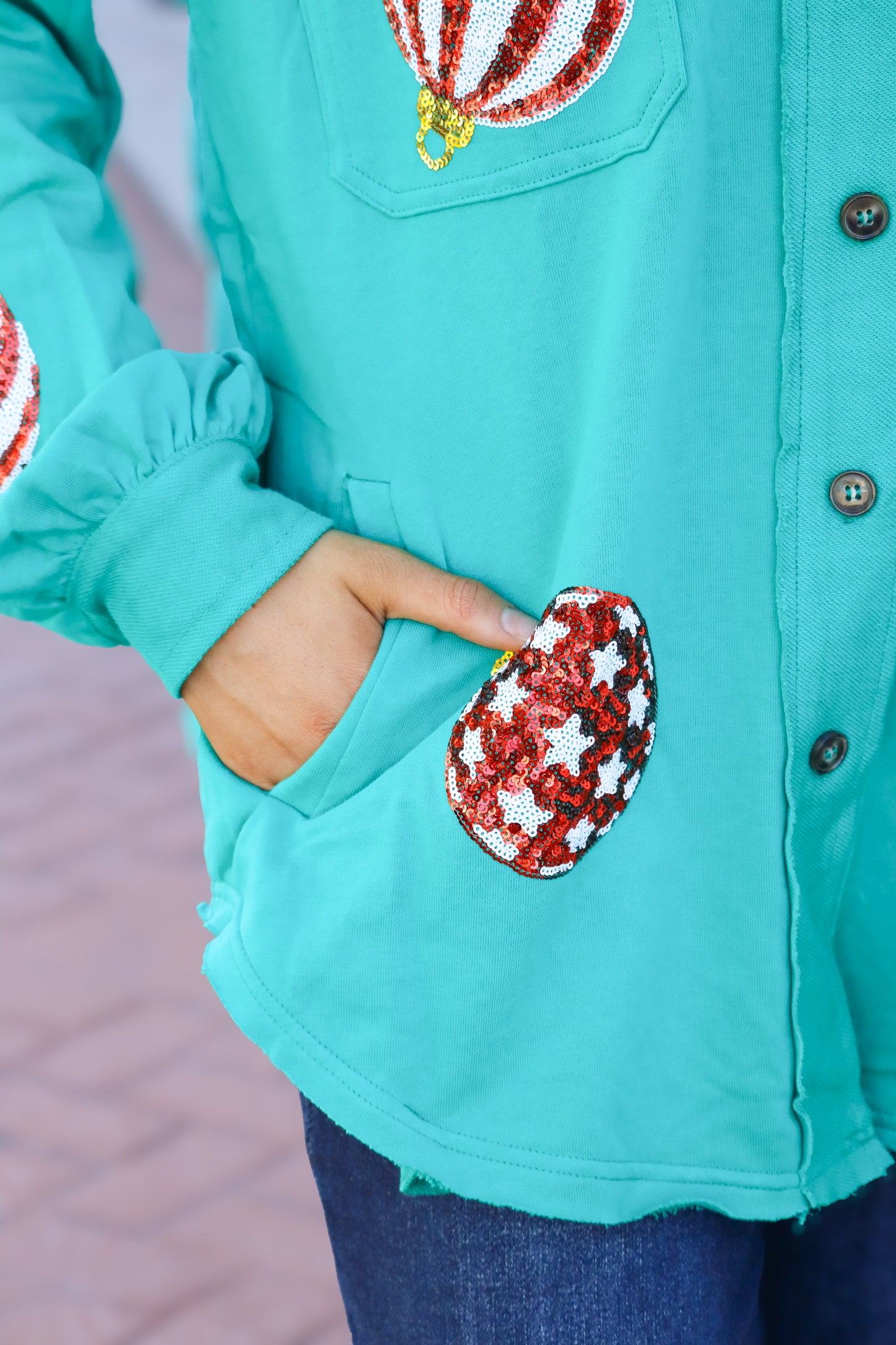 Green Ornament Shacket