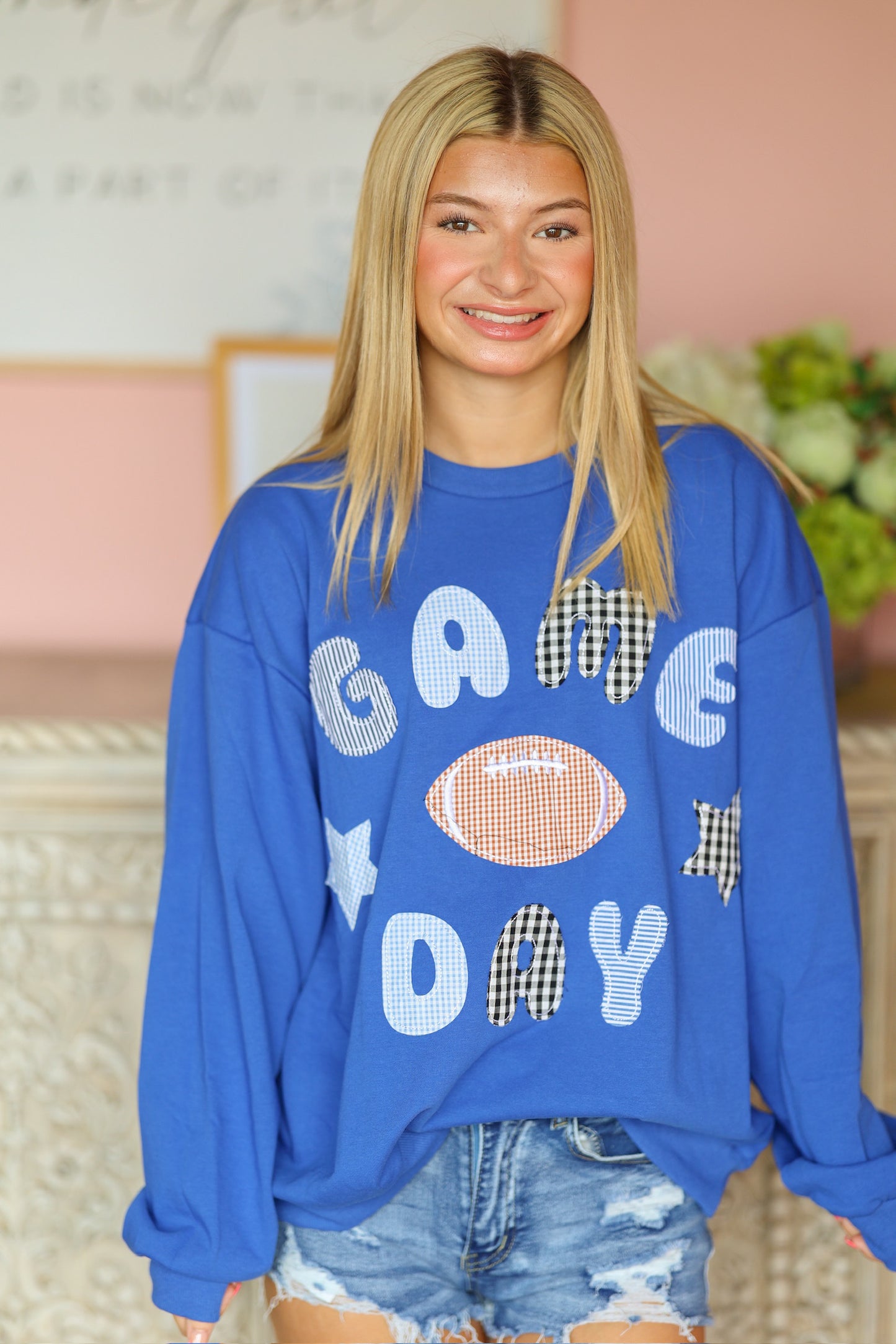 Blue Gameday Patchwork Crew