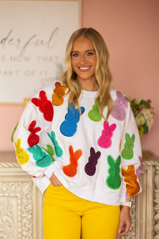 QOS White Peeps Sweatshirt