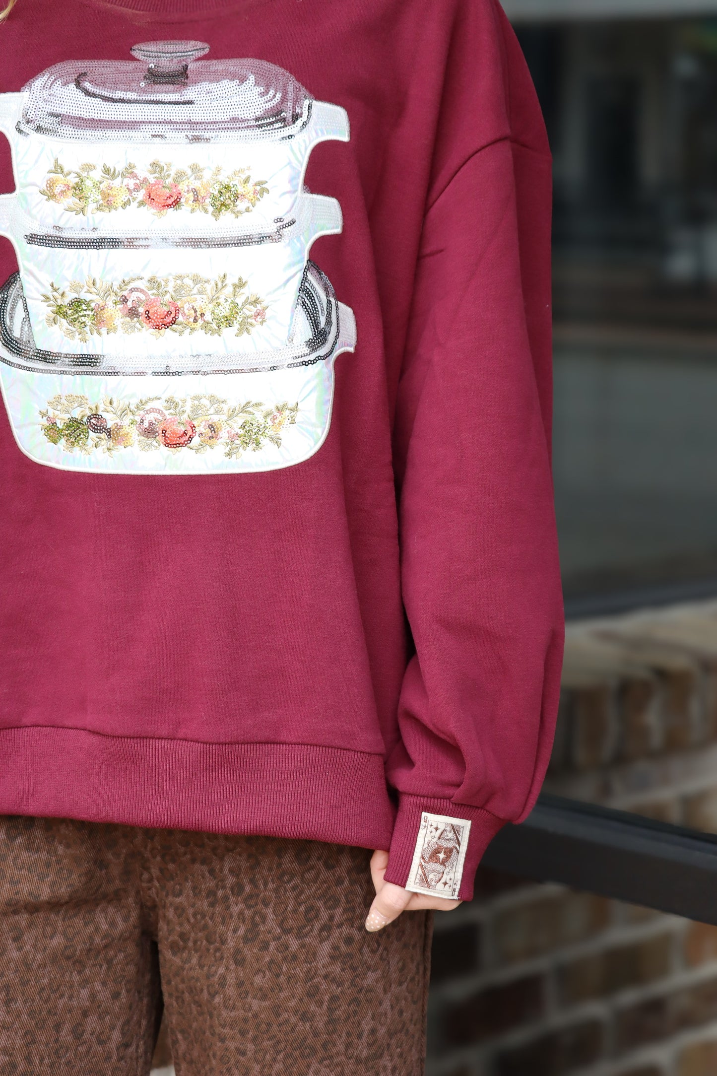 QOS Maroon Vintage Sweatshirt