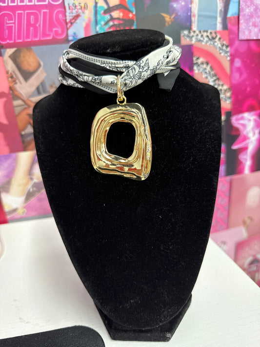 Black and White Statement Scarf Necklace