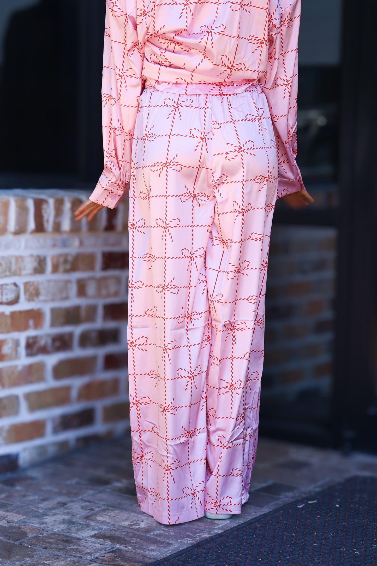Christmas Bows Pink Satin PJ Set