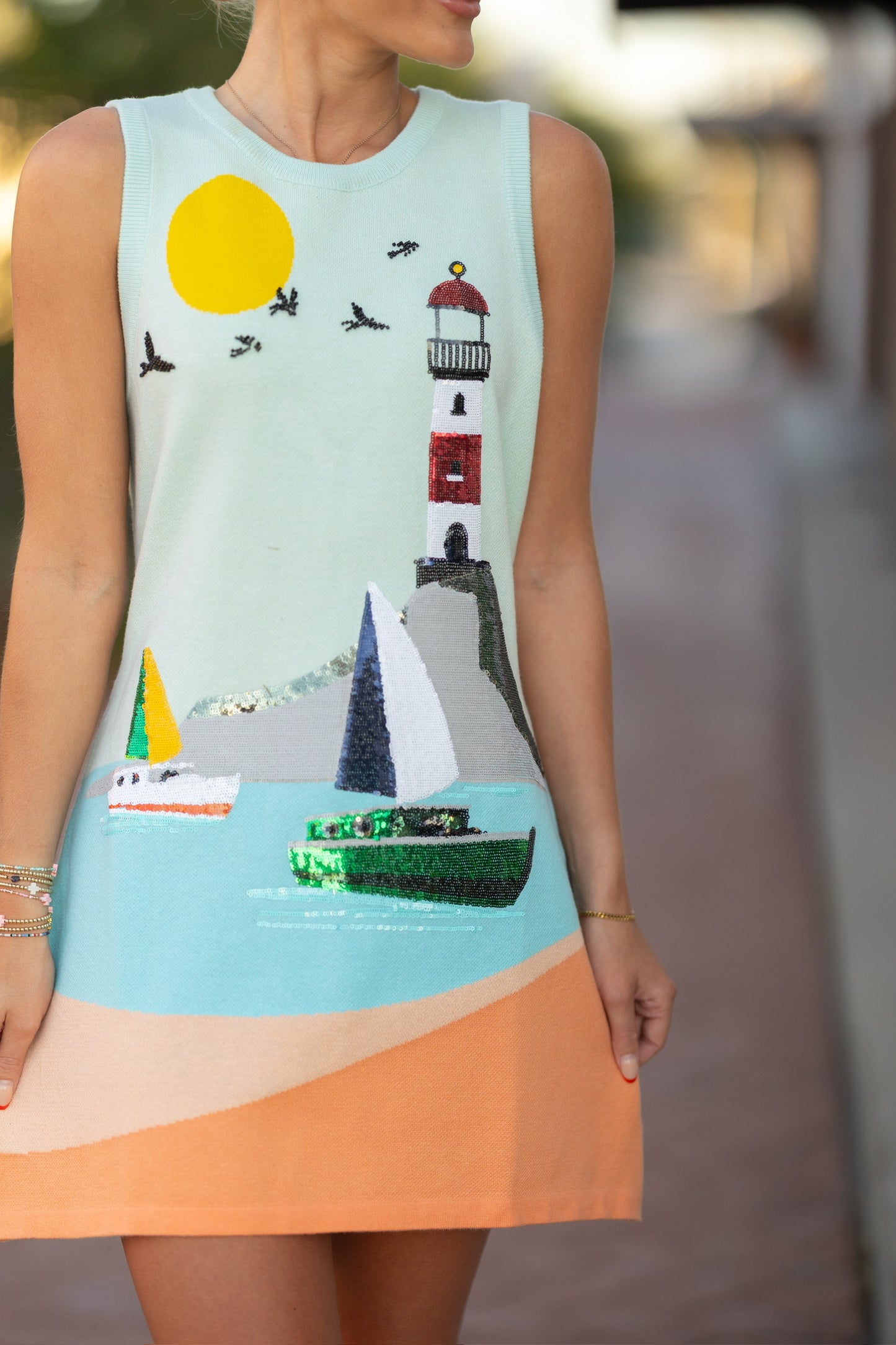 QOS Sail Boat & Lighthouse Dress