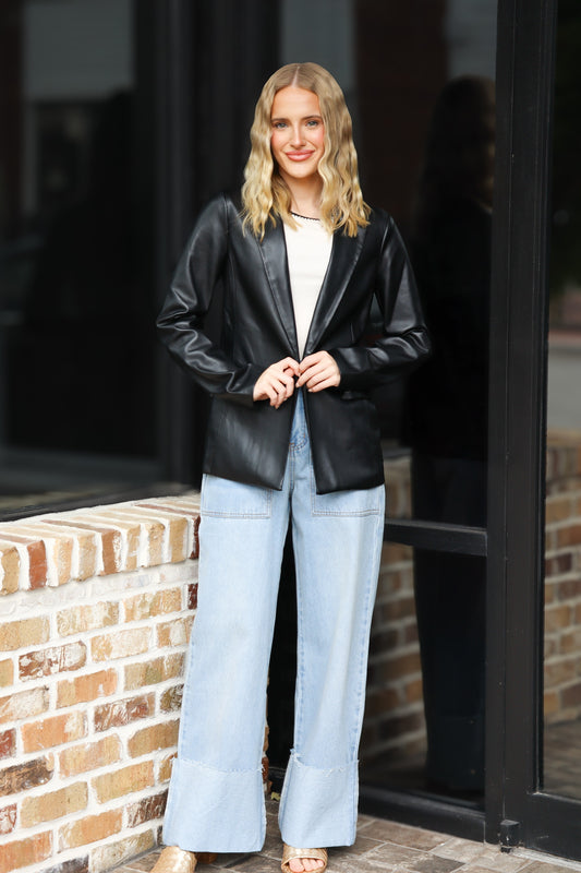 Black Leather Blazer