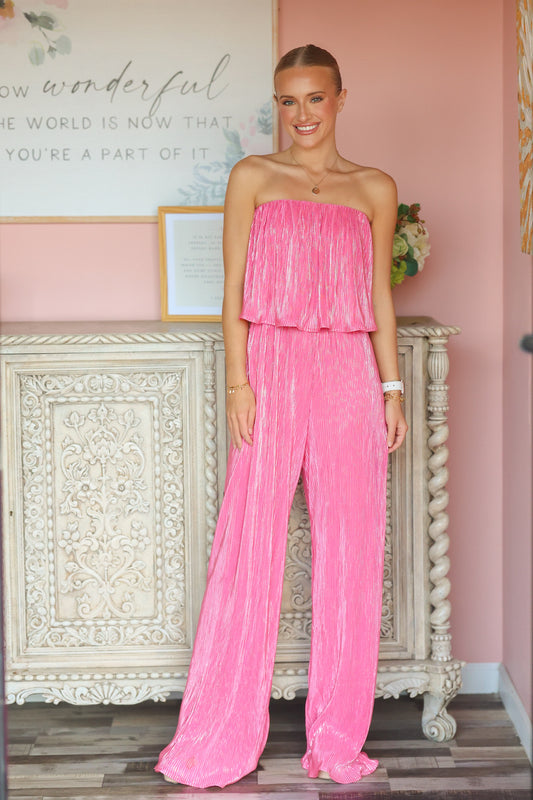 Hot Pink Tube Jumpsuit
