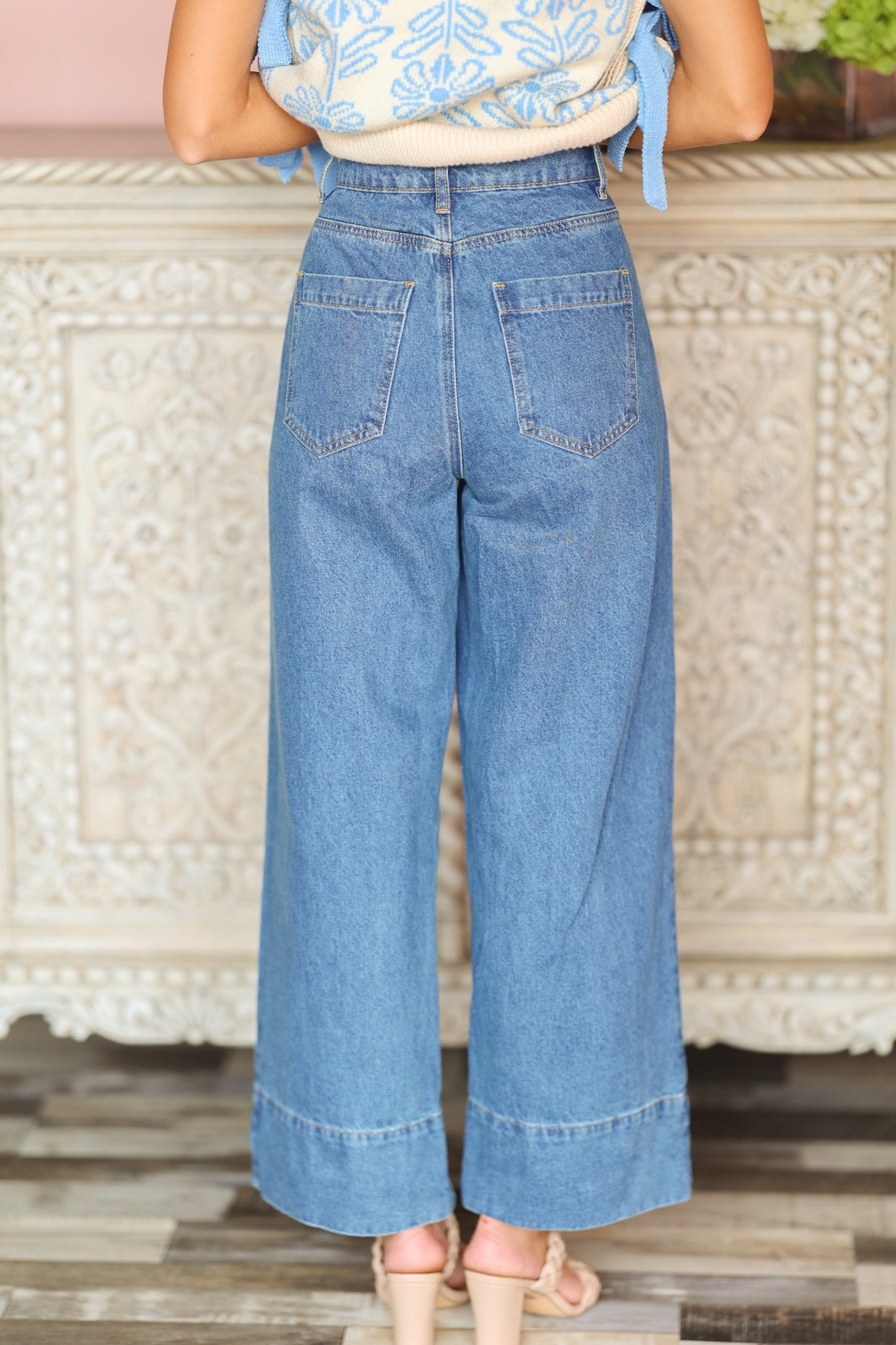 Wide Leg Dark Denim Jeans