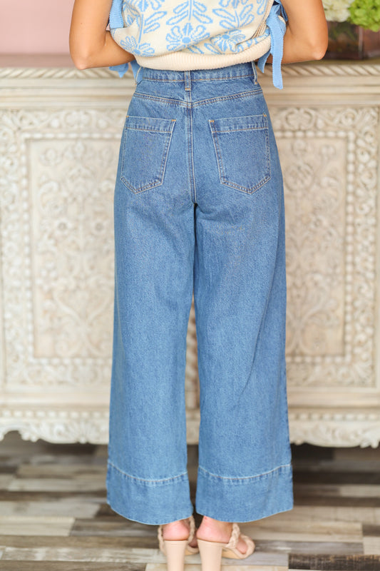 Wide Leg Dark Denim Jeans