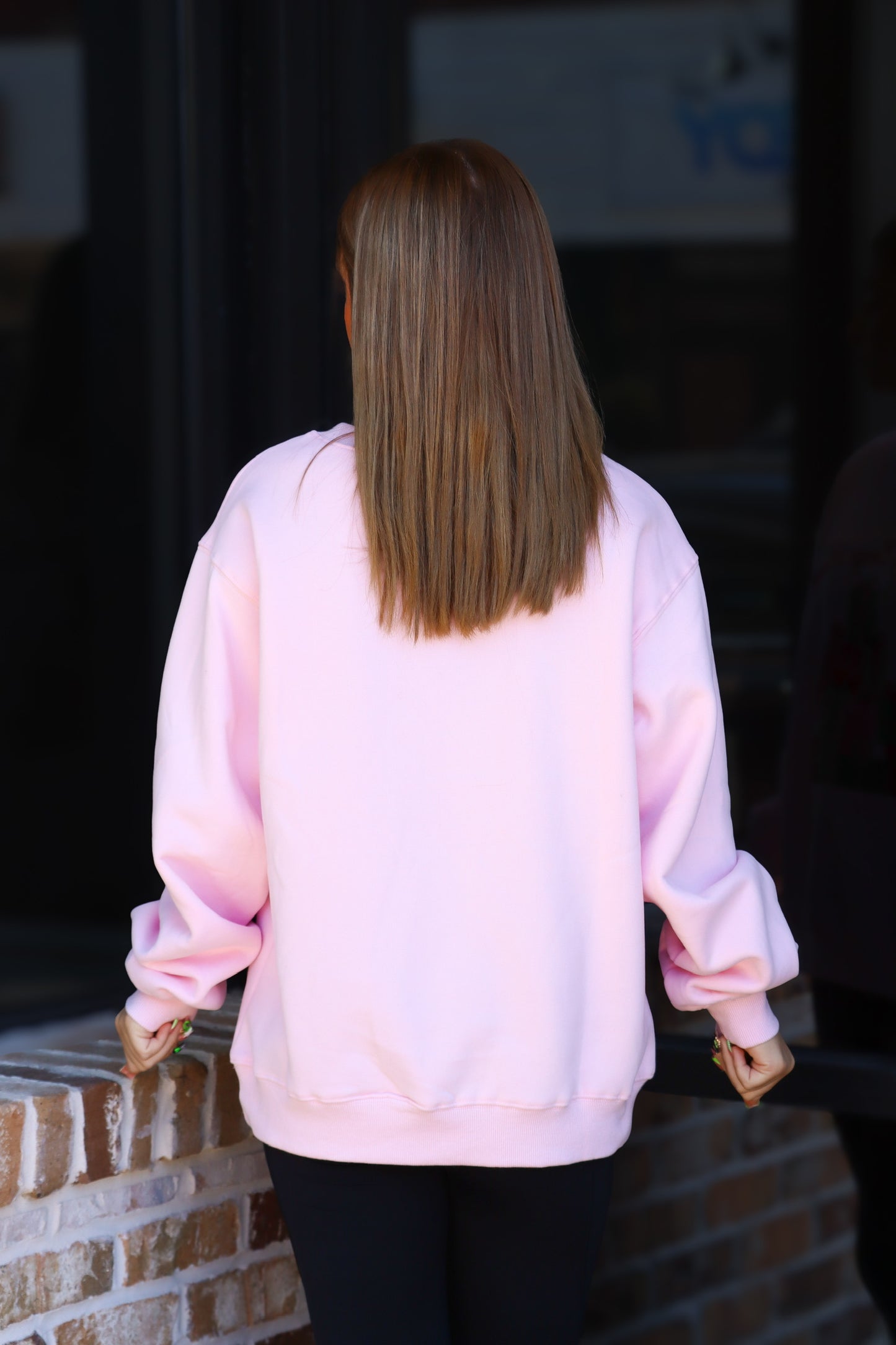 "Merry Every Thing" Embroidered Pink Sweatshirt