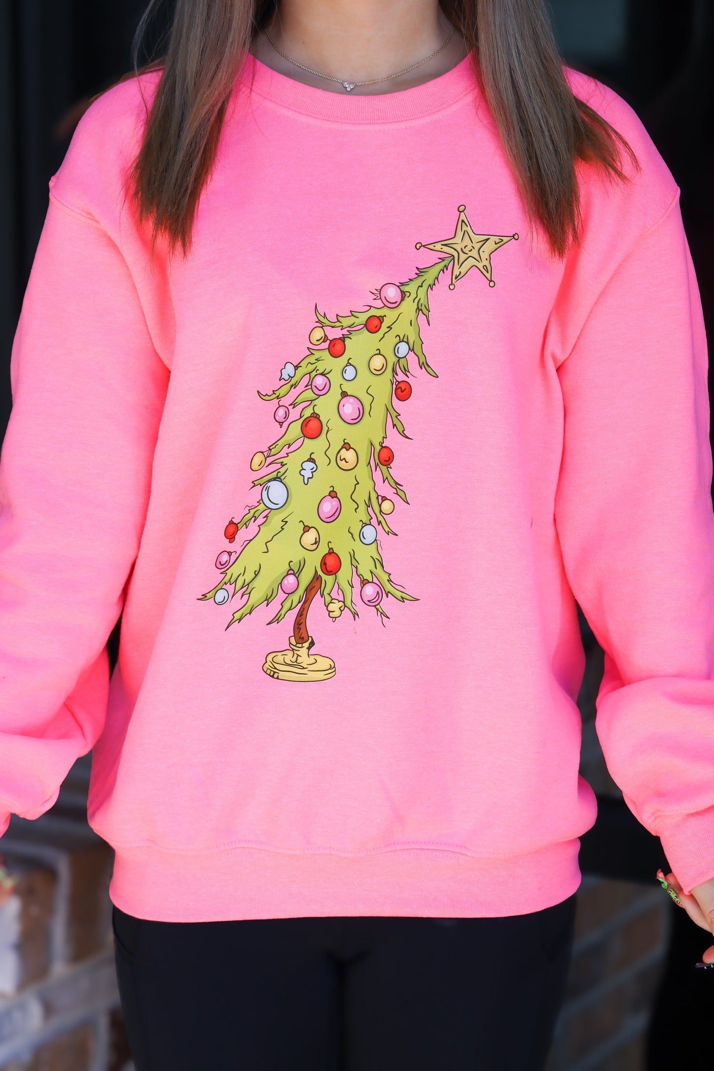 Grinch tree sweatshirt