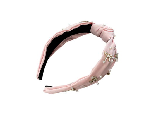 Pink Pearl & Bow Headband