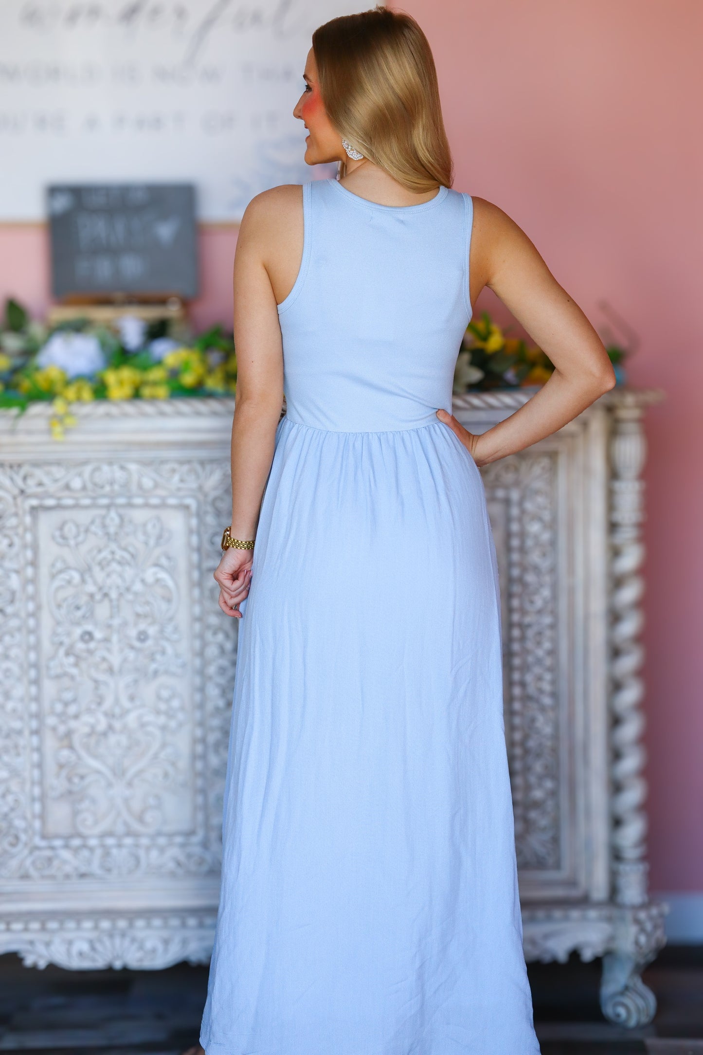 Charlotte Sky Blue Midi Dress