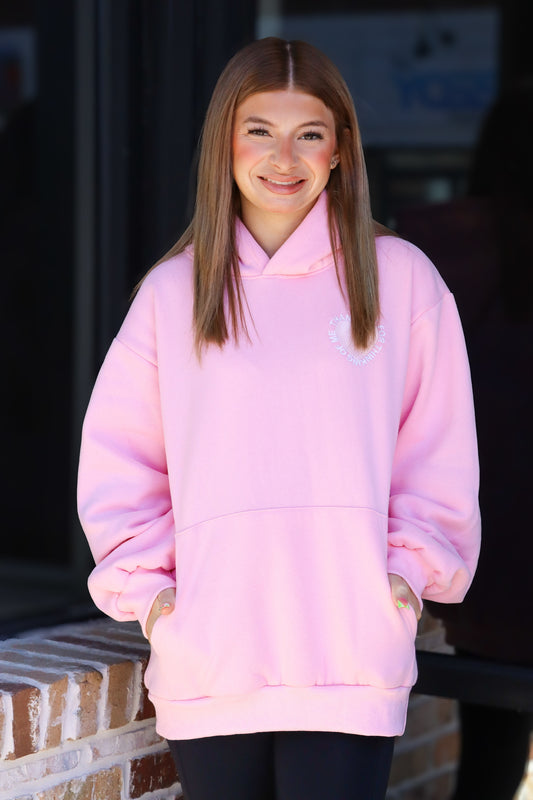 "Thank You For Thinking Of Me" Pink Hoodie