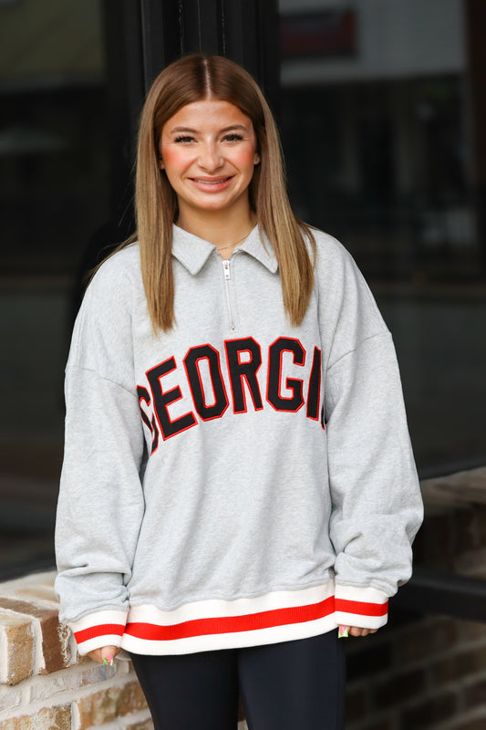 Grey Georgia Stripe Sweatshirt