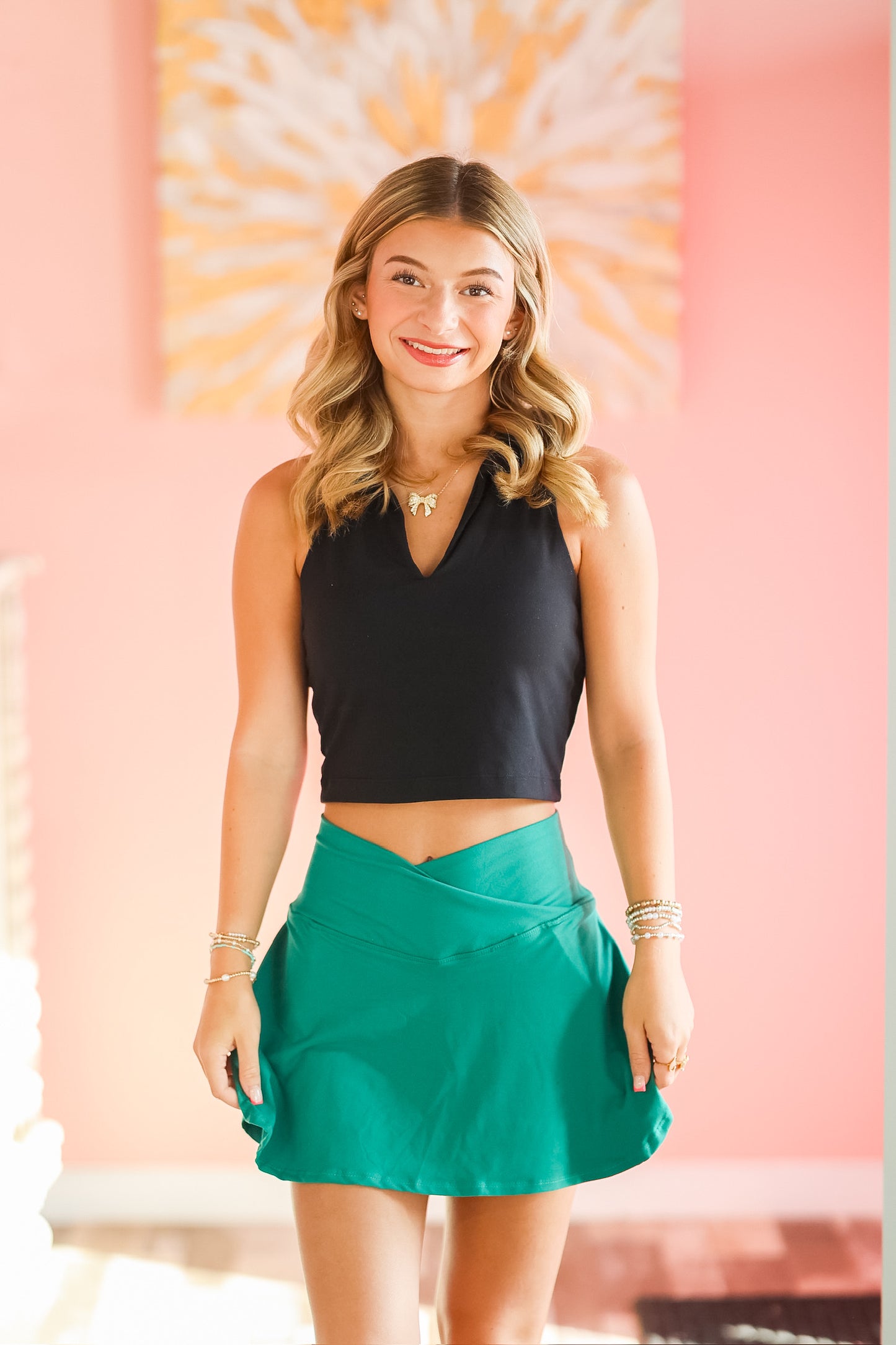 Criss-Cross Green Athletic Skort