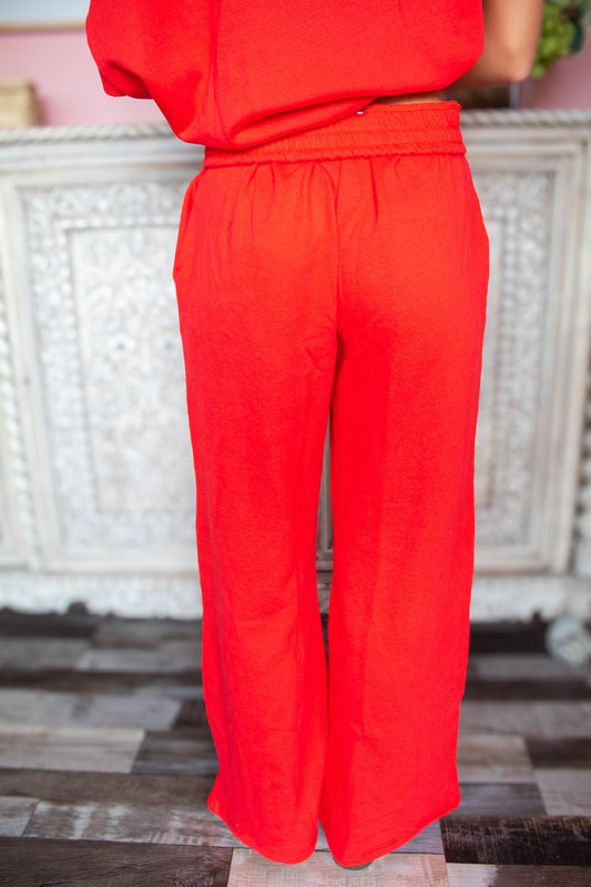 Red Wide Leg Sweat Pant