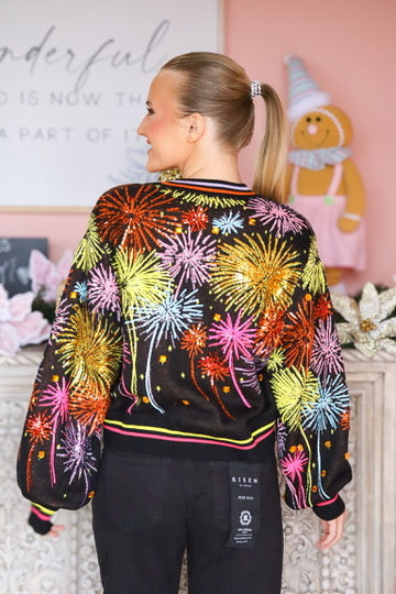 QOS Multi Black Firework Cardigan