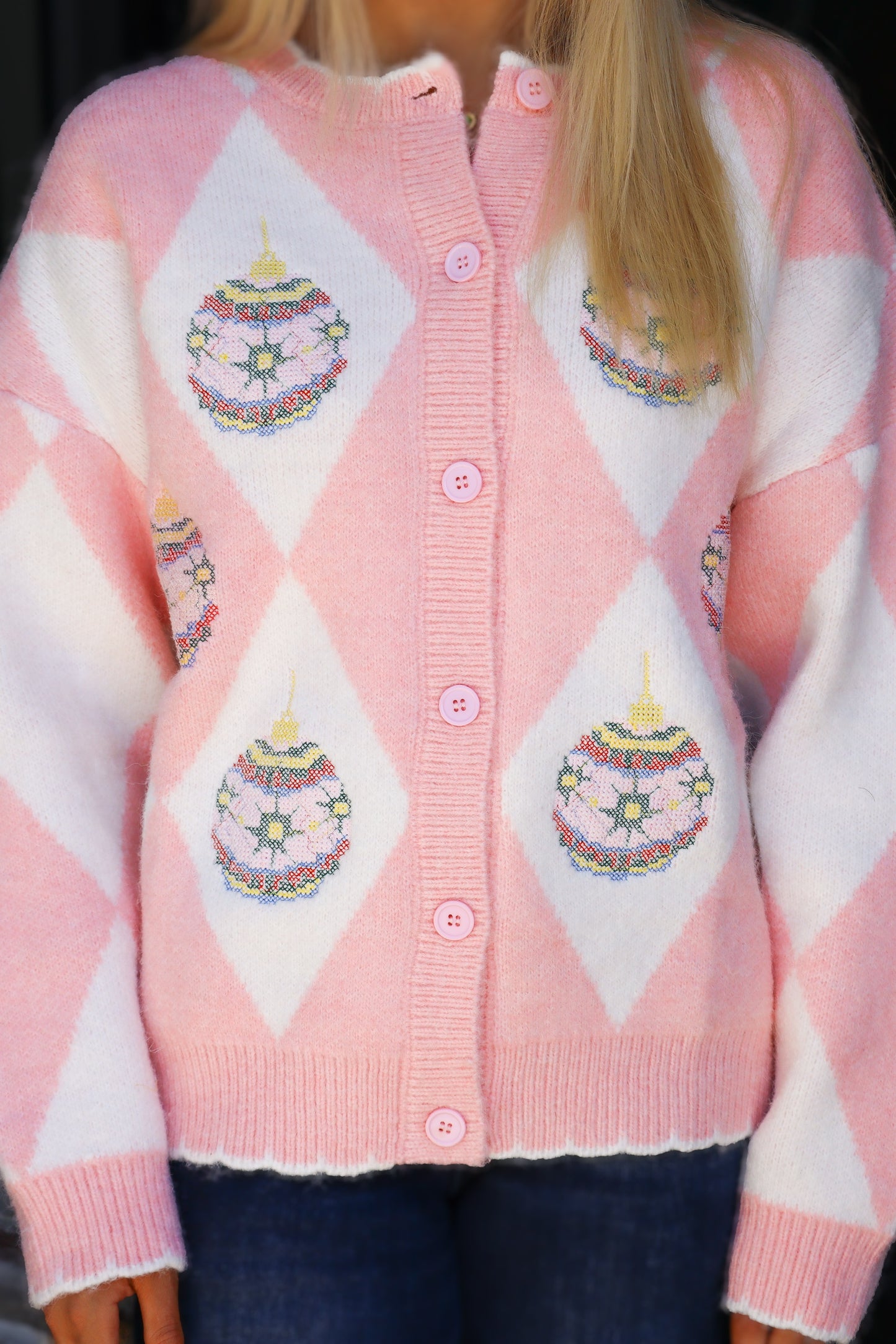 Pink Christmas Cardigan