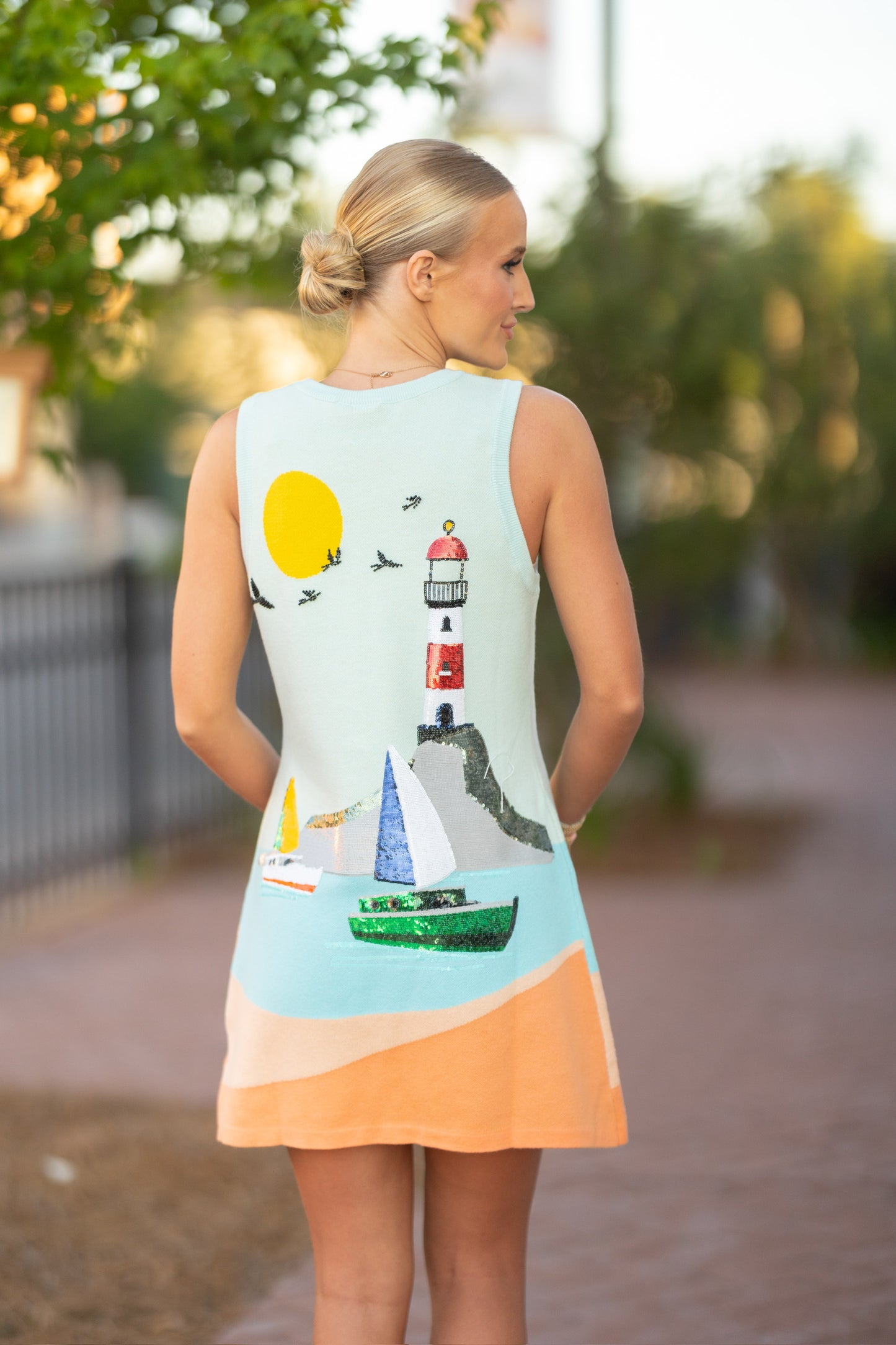 QOS Sail Boat & Lighthouse Dress