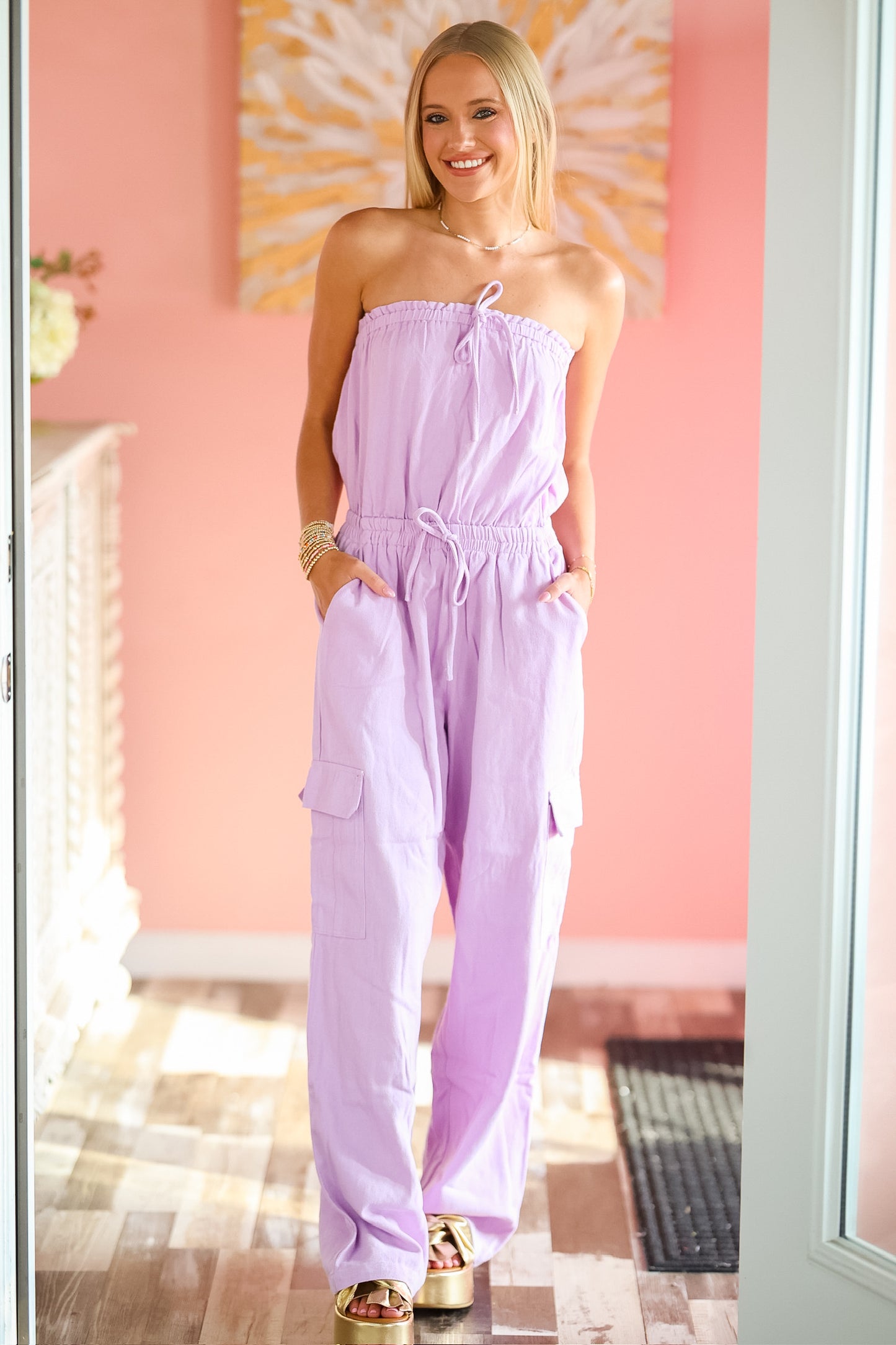 Lavender Cargo Jumpsuit