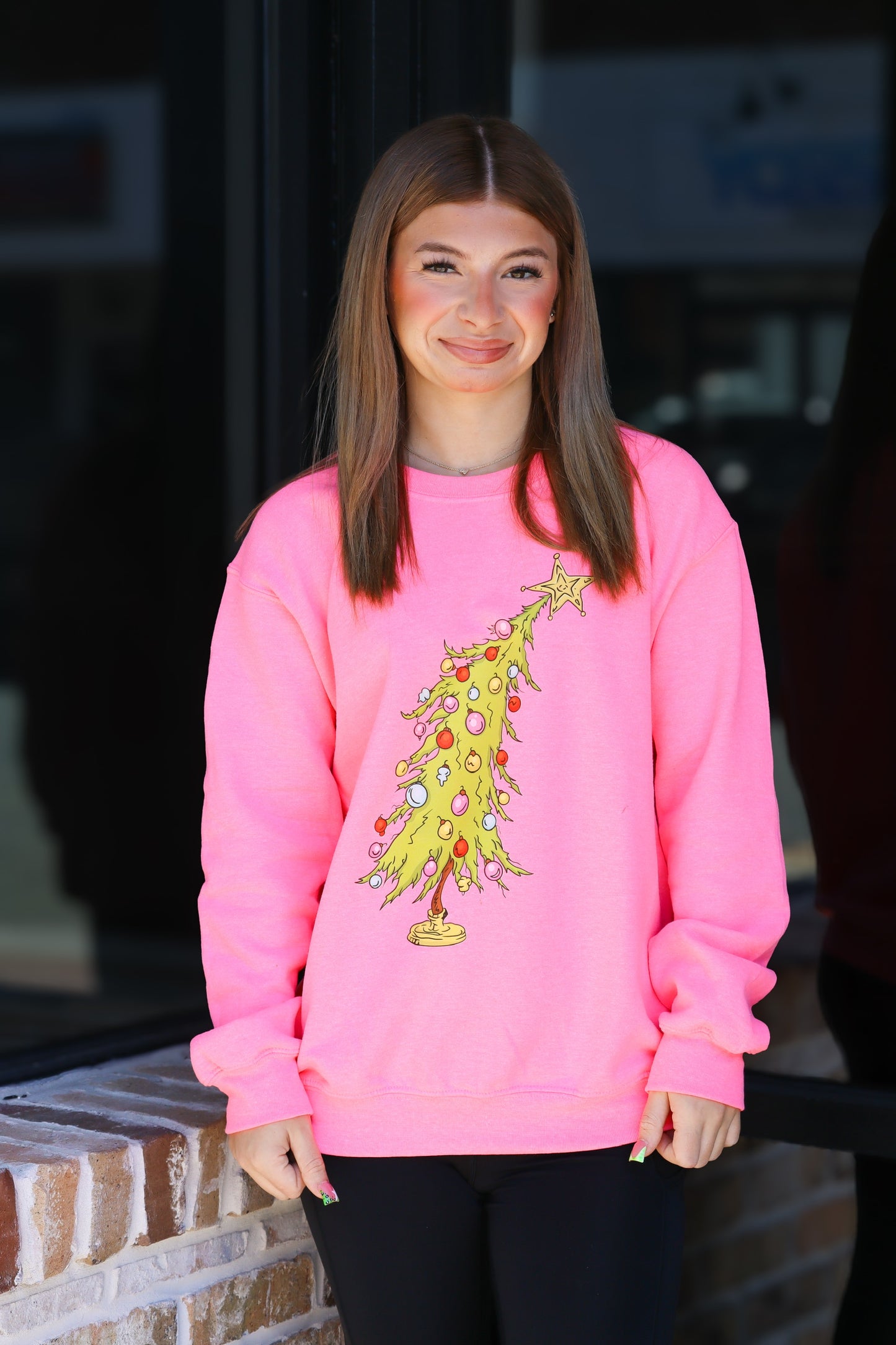 Grinch tree sweatshirt
