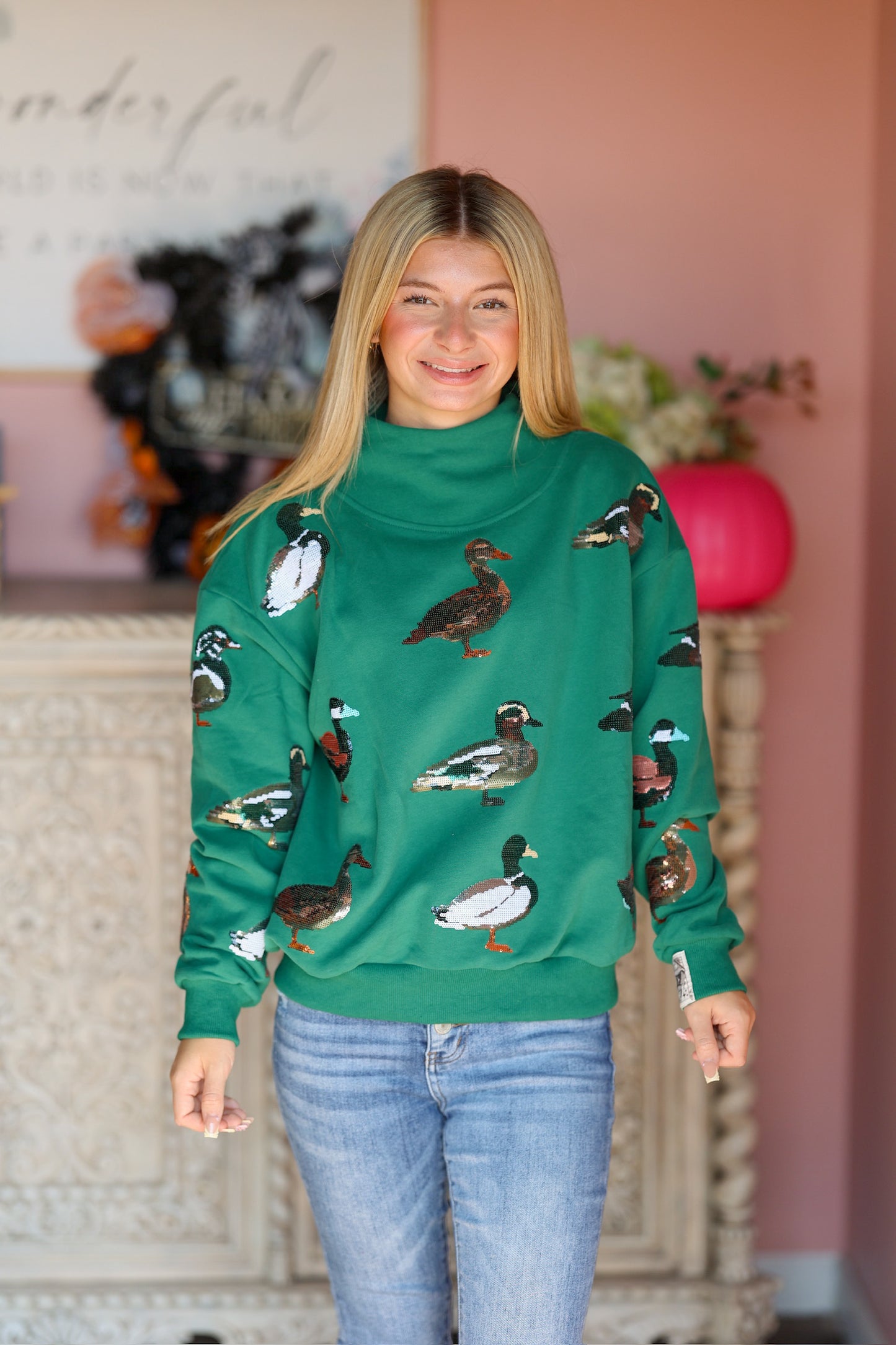 QOS Mock Neck Duck Sweatshirt