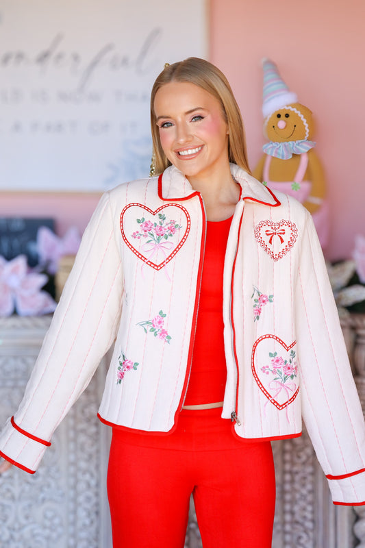 Floral Hearts Quilted Jacket