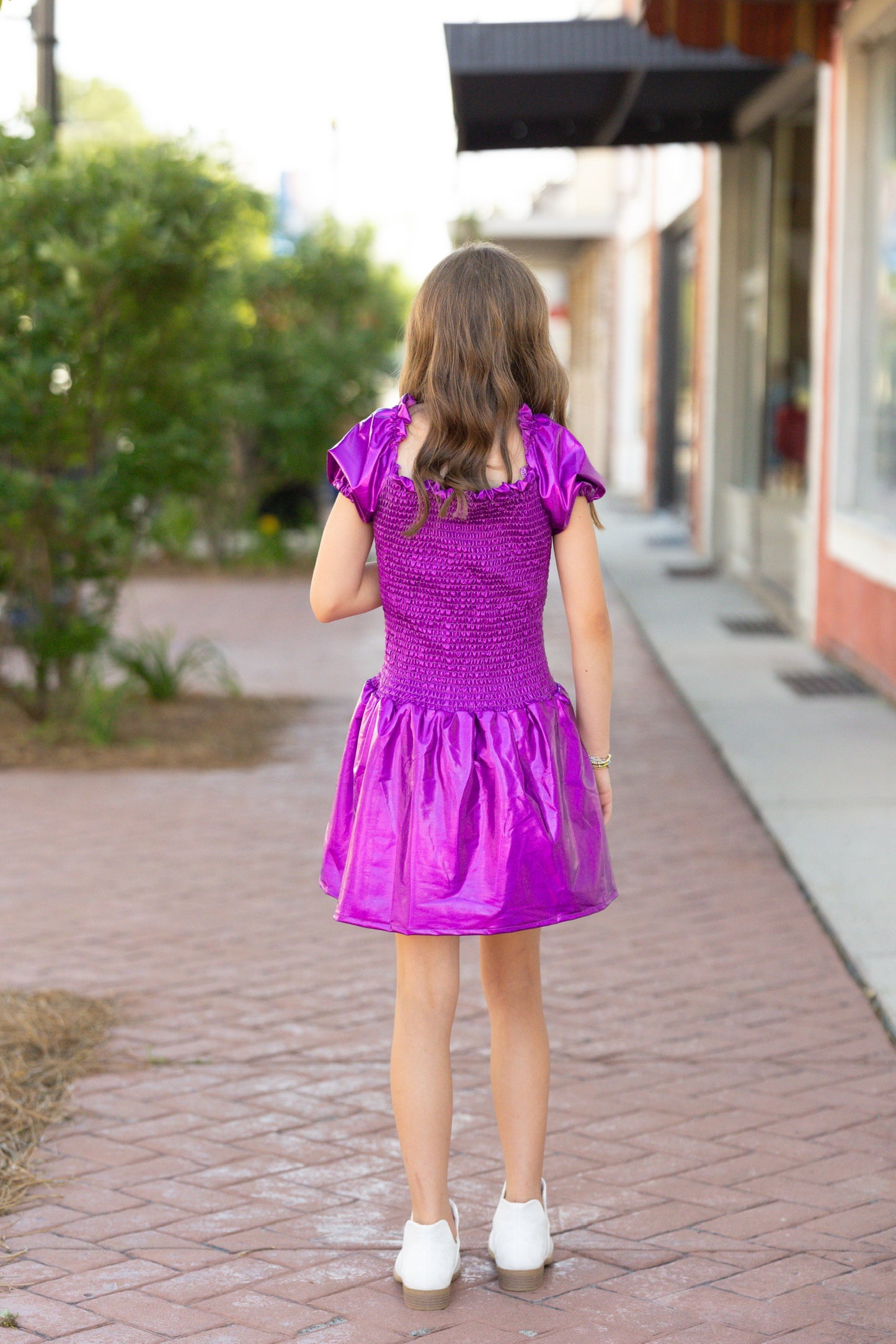 kids smocked purple dress