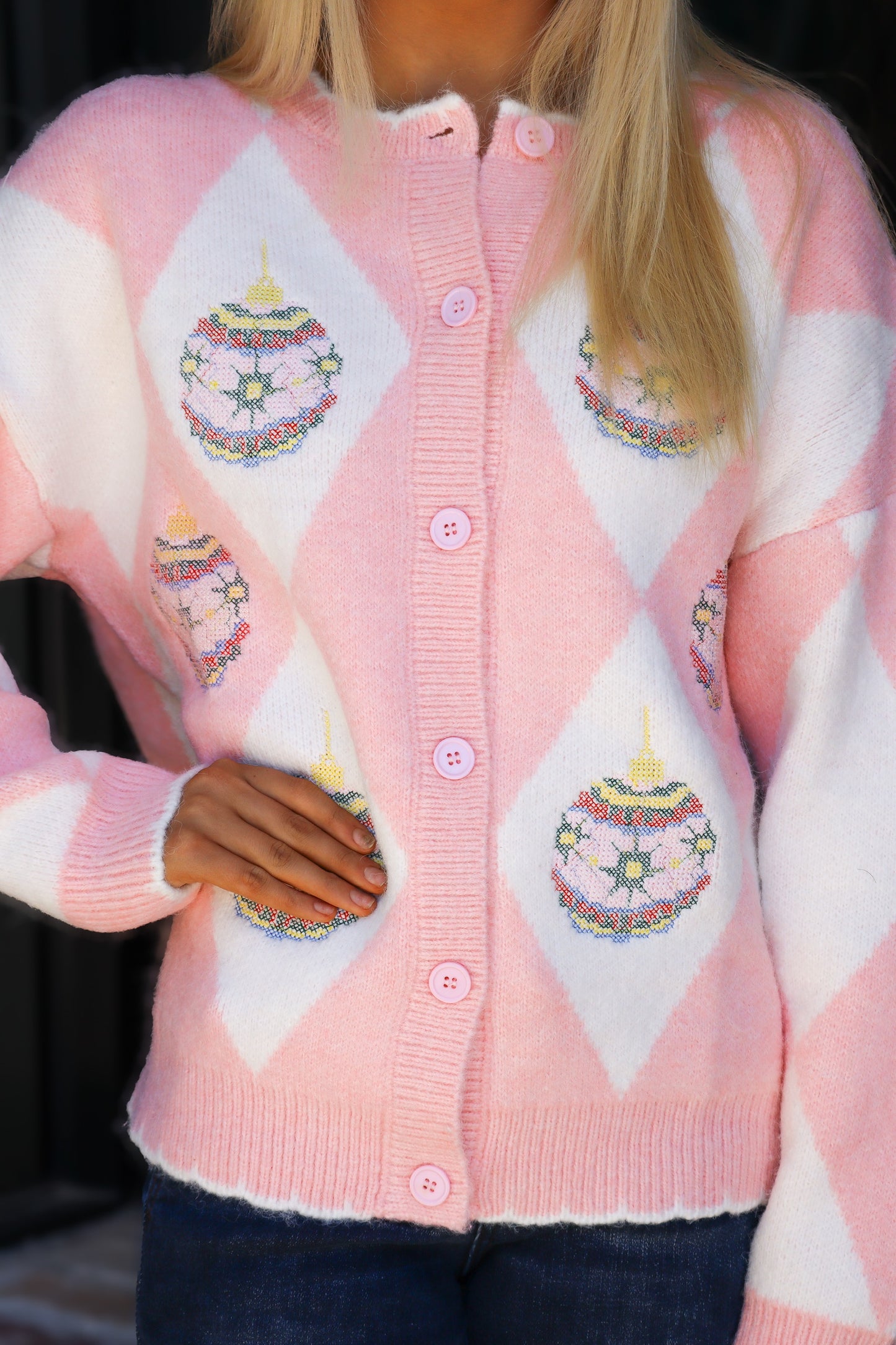 Pink Christmas Cardigan