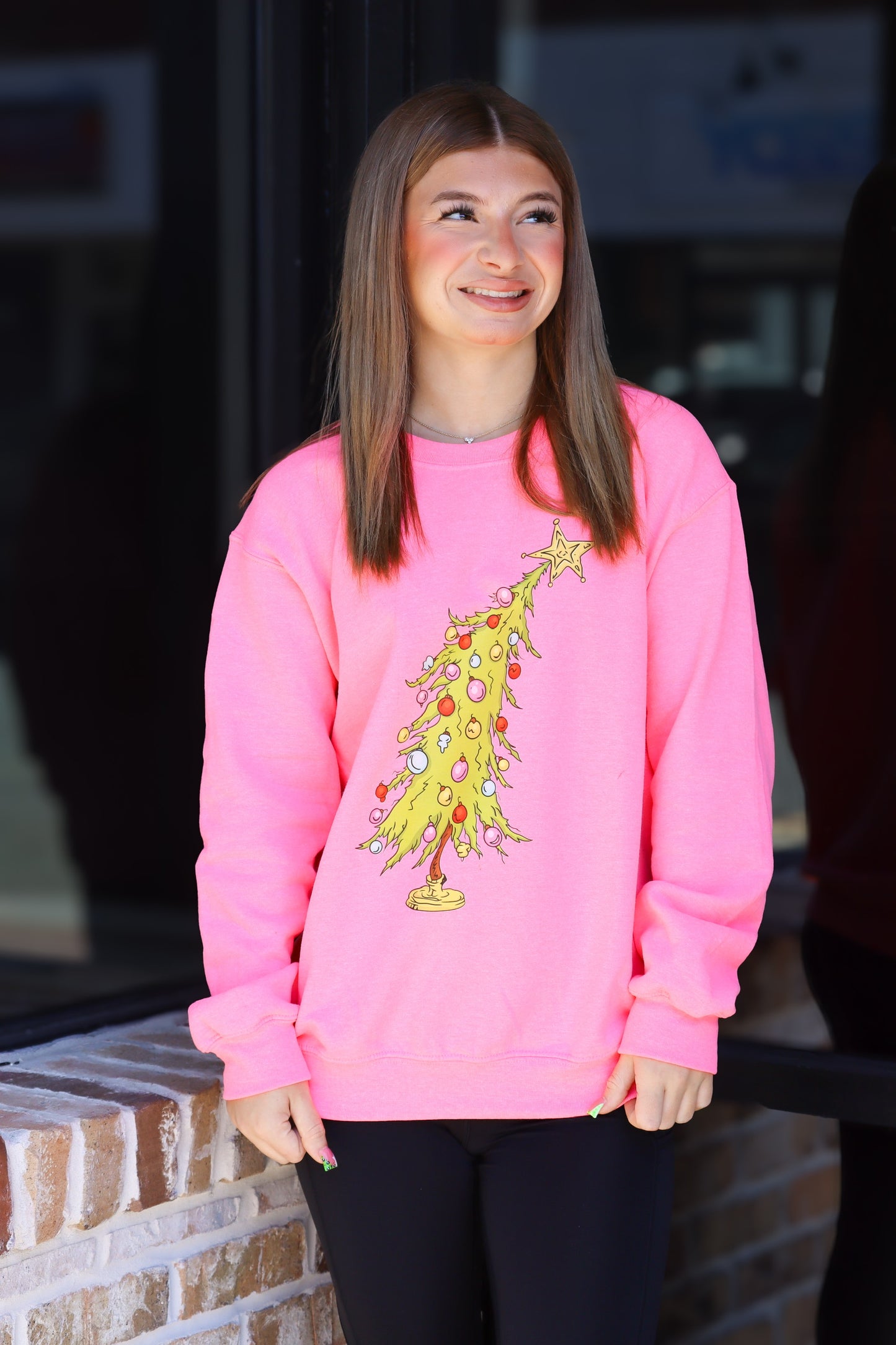 Grinch tree sweatshirt