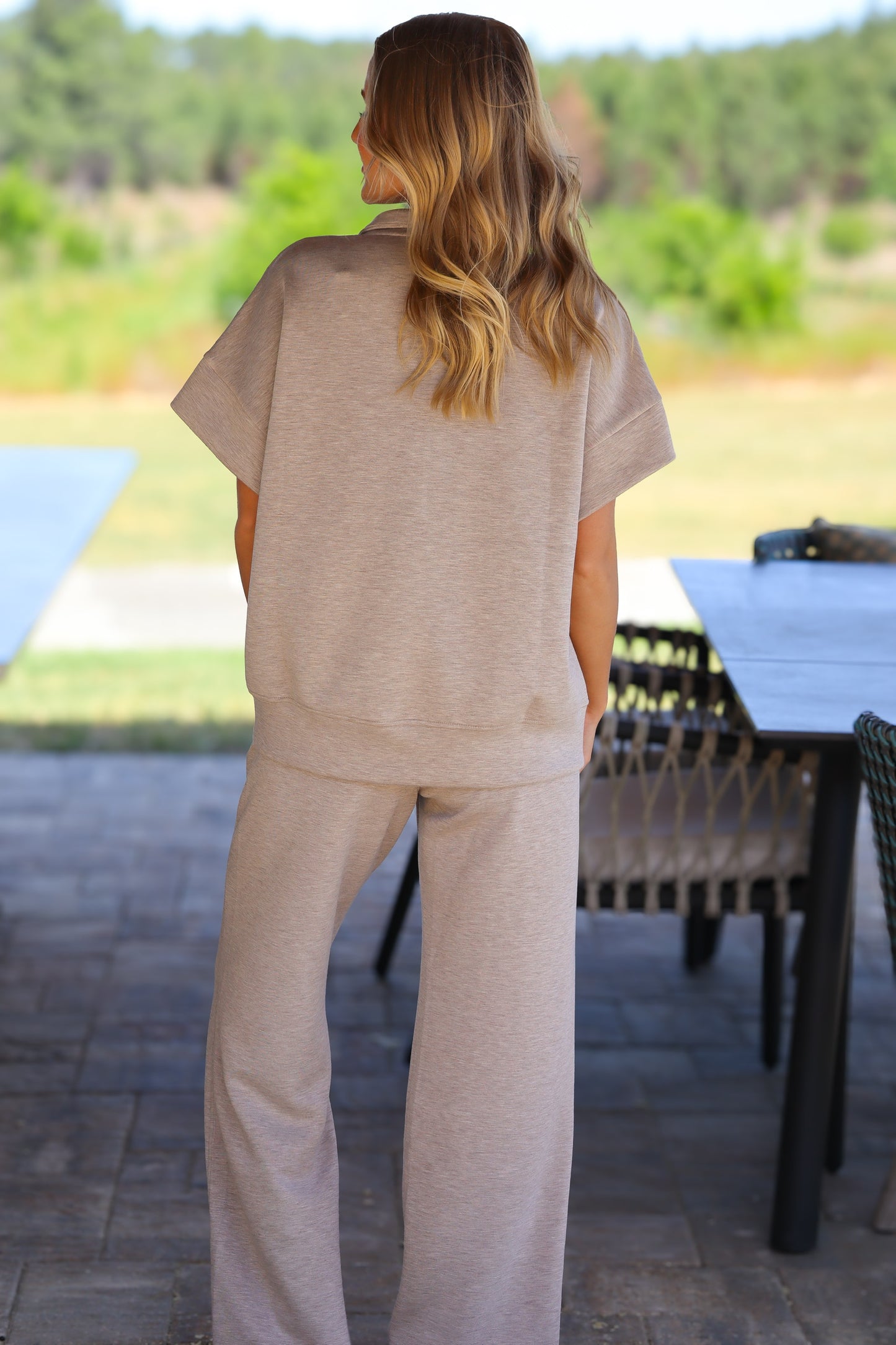 Taupe Straight Leg Scuba Pants