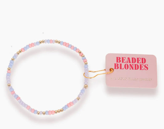 Pastel Pink, Periwinkle & Lilac Sprinkle Bracelet- Beaded Blondes