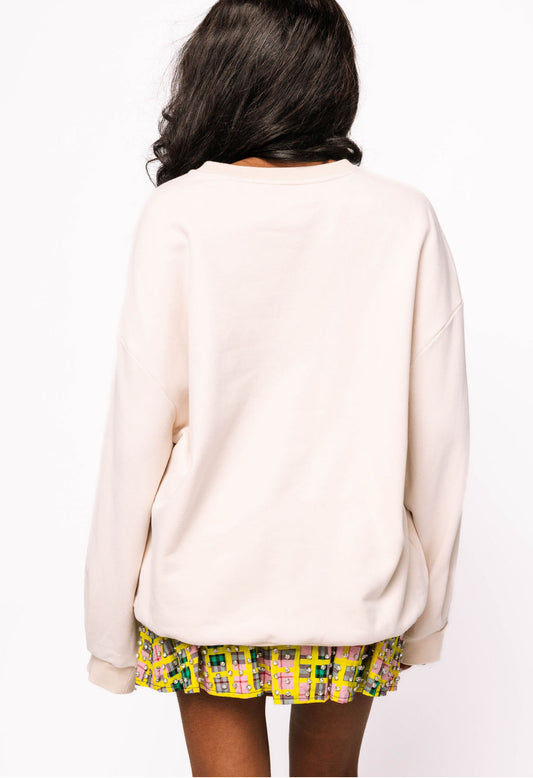 Licensed- Beige 'You Can't Beat The Feeling' Sun Tanning Sweatshirt