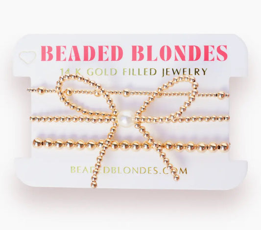 June + Bow + 5mm Gold Stack- Beaded Blondes
