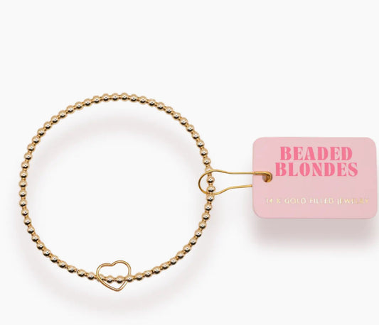 Wire Heart Charm Bracelet- Beaded Blondes