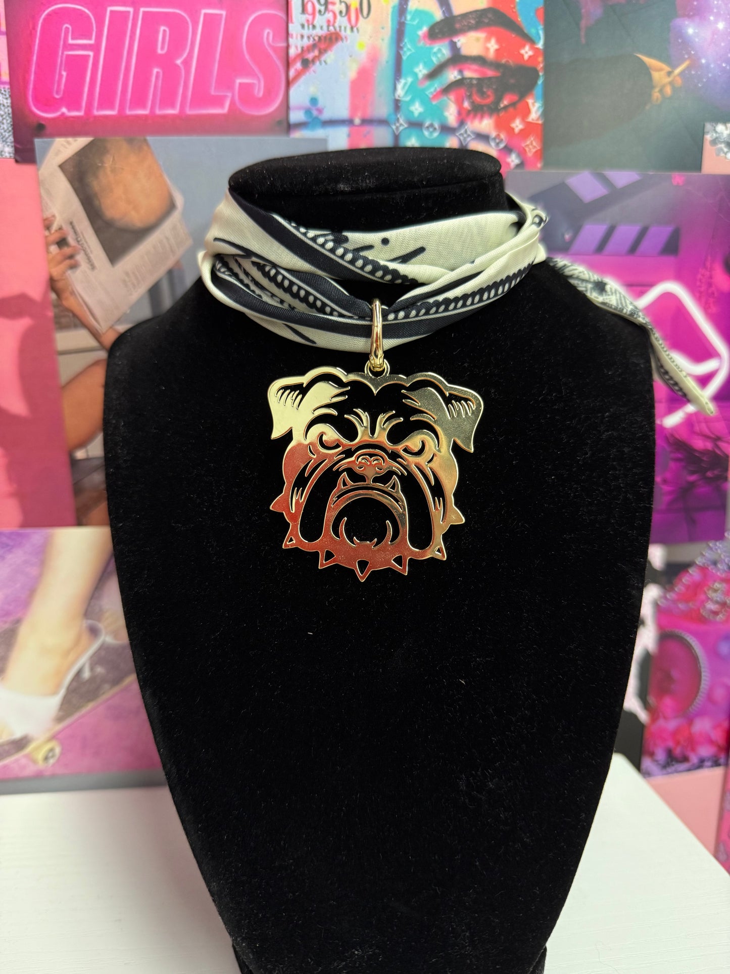 Bulldog Scarf Necklace