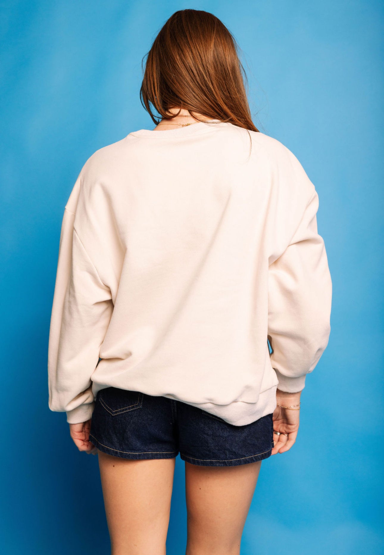QOS Beige Oversized Multi Butterfly Sweatshirt