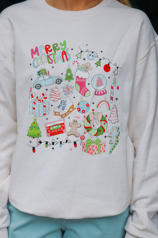Cream Merry Christmas Sweatshirt
