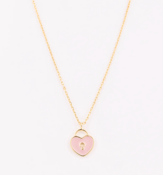 Pink Heart Locket Necklace