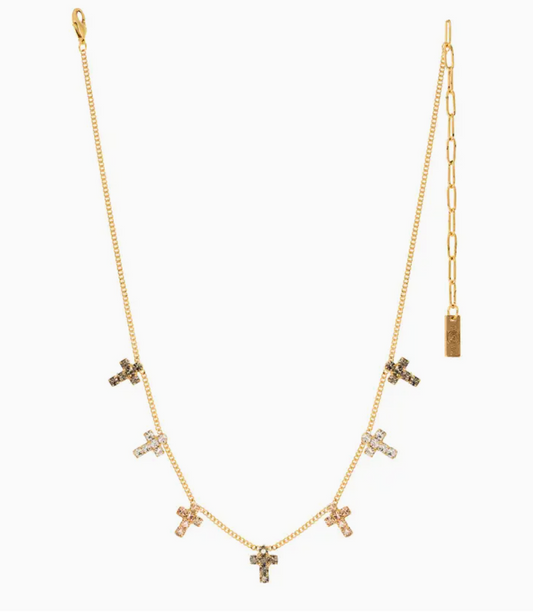 TOVA- Multi Cross Necklace Blush Glam
