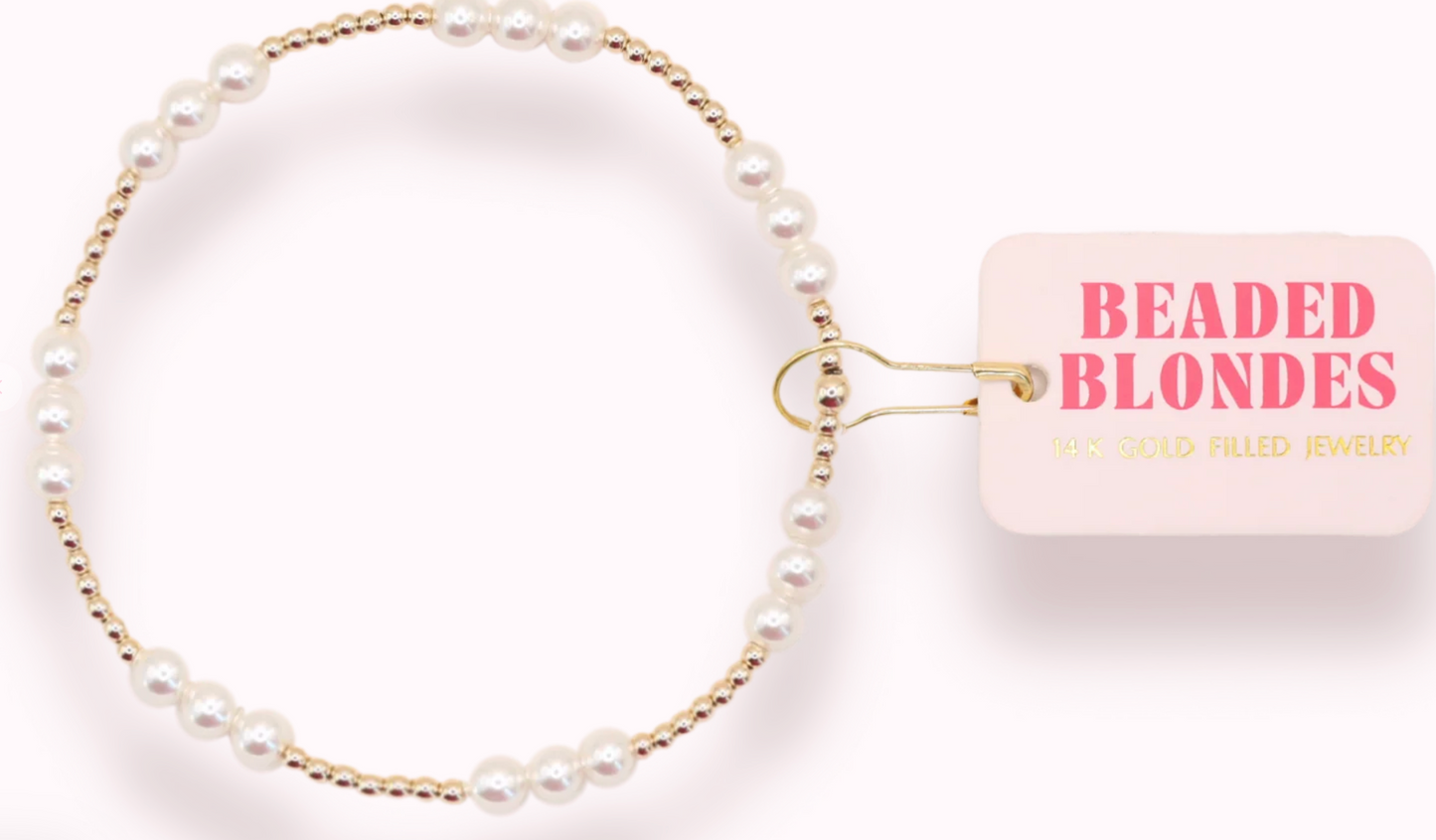 Beaded Blondes ILY Pearl Bracelet