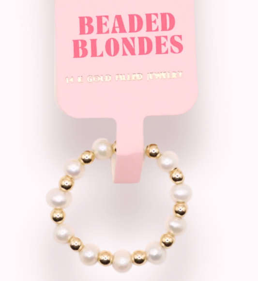 Beaded Blonde Costal Pearl Ring