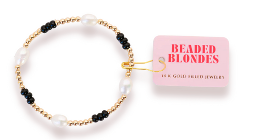 Beaded Blonde Black Pearl Bracelet