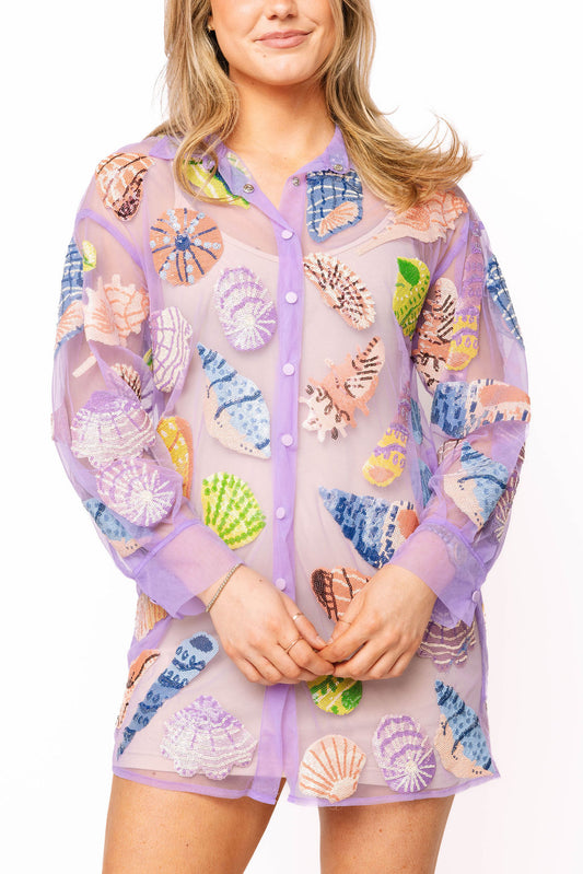 QOS Purple Sheer Multi Cover Up