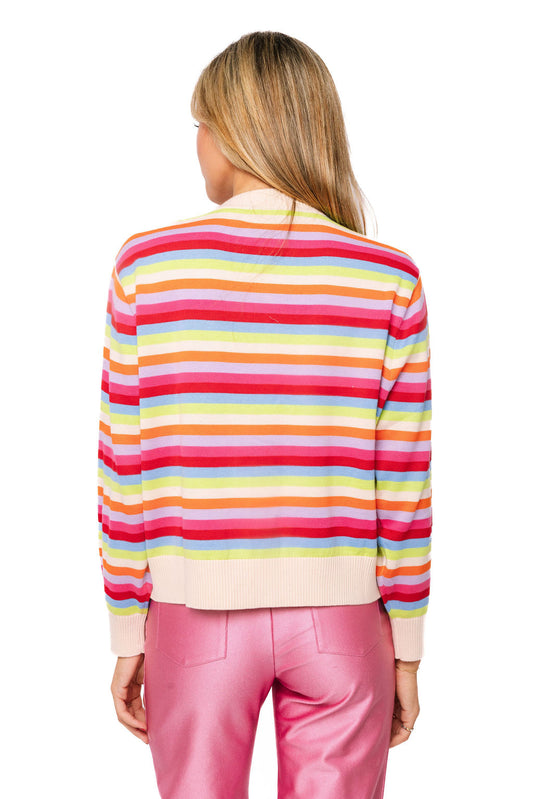 QOS Multi Striped Polka Dot "Queen" Button Up Cardigan