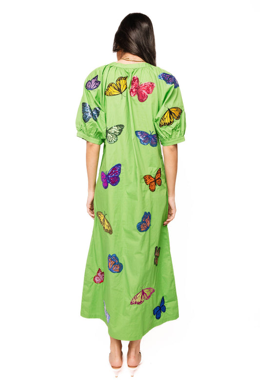 QOS Green Butterfly Maxi Dress