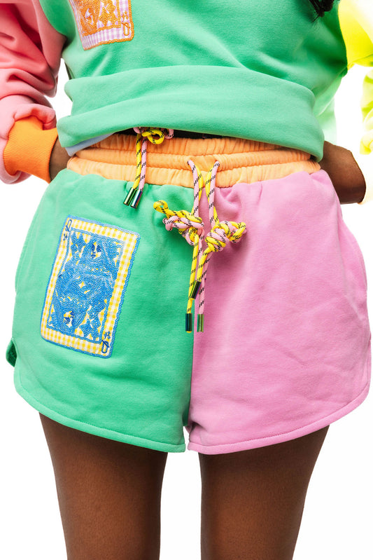 QOS Colorblock Logo Tie Shorts