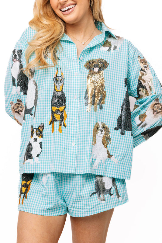 QOS Aqua Dog Button Down